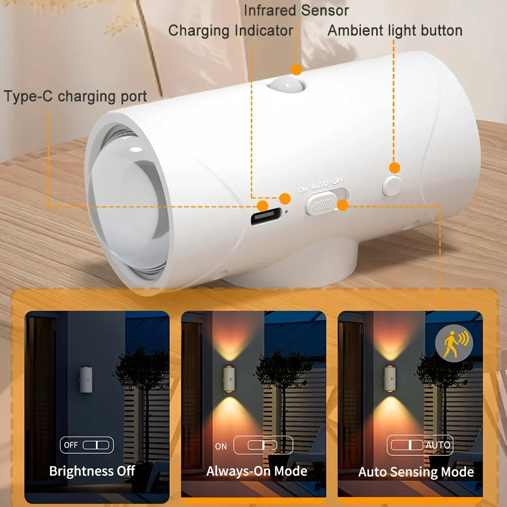 Rechargeable Motion Sensor RGB LED Wall Lamp