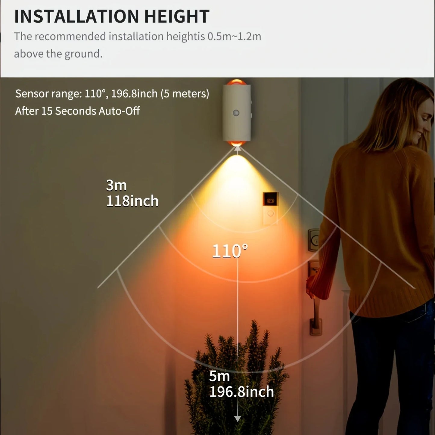 Rechargeable Motion Sensor RGB LED Wall Lamp