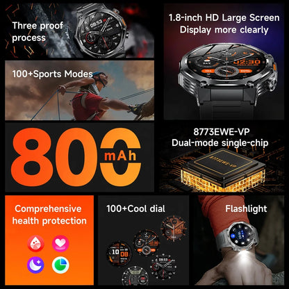 AK82 Sentinel Pro™ | Rugged HD Smart Watch with Flashlight